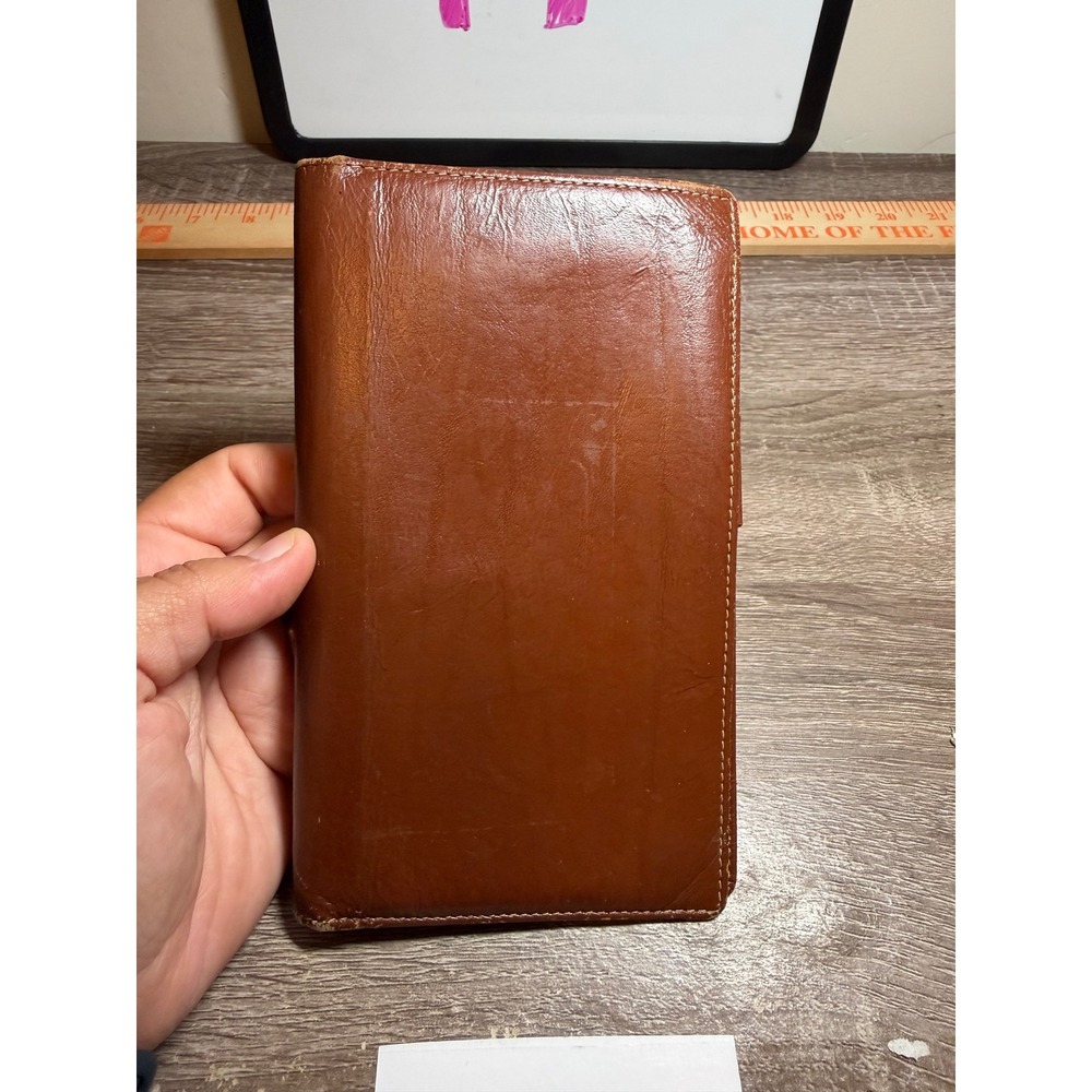 Day-Timer Wallet Organizer Western Saddle Leather Cognac Brown Pocket Senior